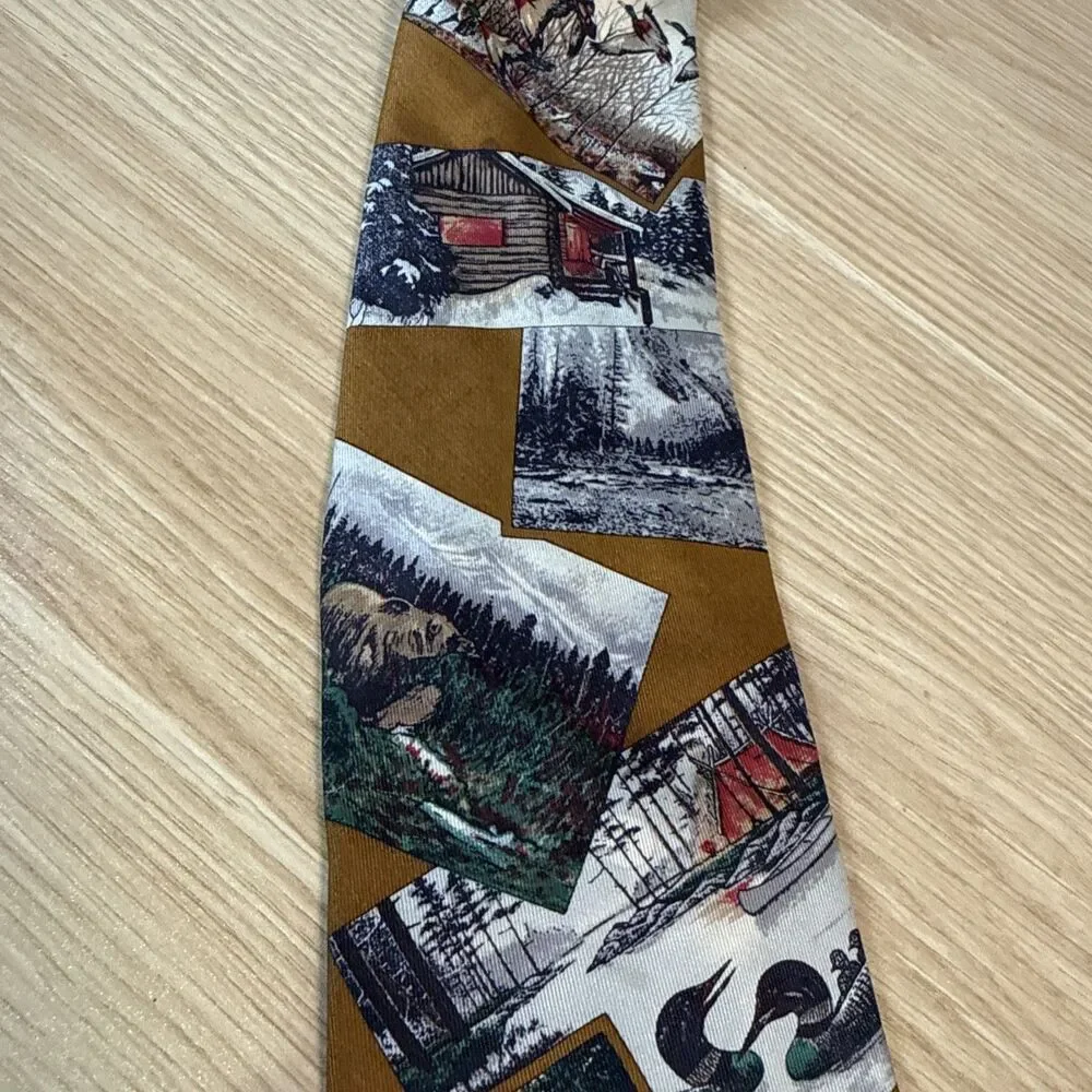 Vtg 80s Colori by Gulins Silk Necktie Mallard Duck Wildlife Hunting Sportman Lot